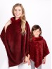 Mom and Kids Zig zag Pattern Faux Fur Poncho